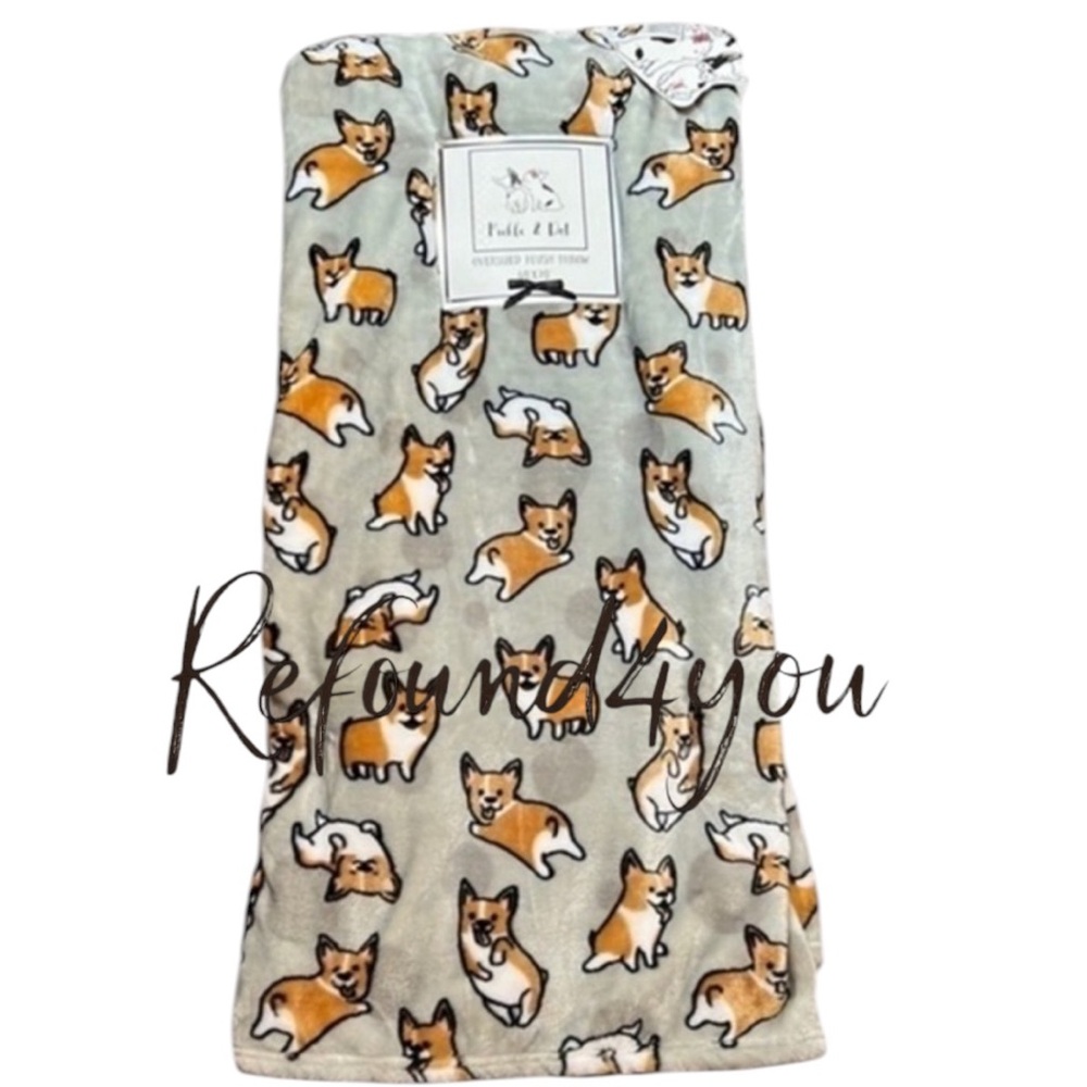 PETS - Pickle & Dot - ‘Corgi’ 60 x 70” plush throw. NWT. Firm! Last one!
